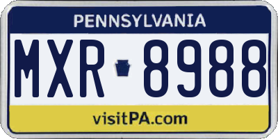 PA license plate MXR8988