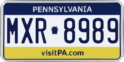 PA license plate MXR8989