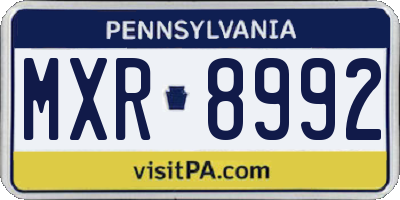 PA license plate MXR8992