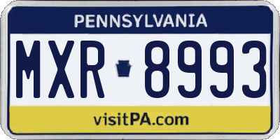 PA license plate MXR8993