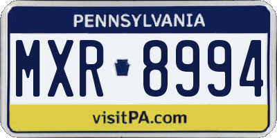 PA license plate MXR8994