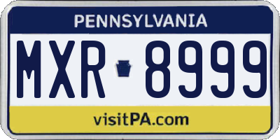 PA license plate MXR8999