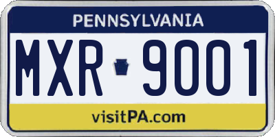PA license plate MXR9001