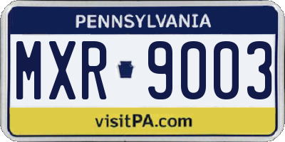 PA license plate MXR9003