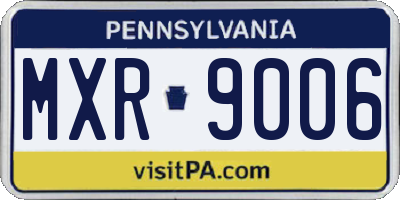 PA license plate MXR9006