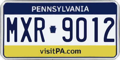 PA license plate MXR9012