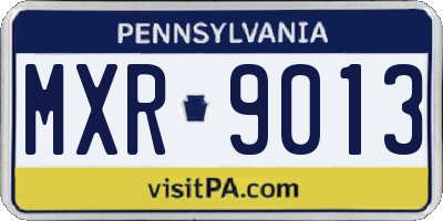 PA license plate MXR9013