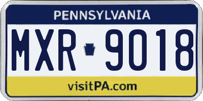 PA license plate MXR9018