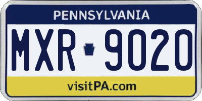 PA license plate MXR9020