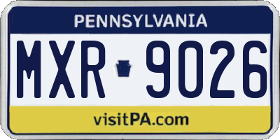 PA license plate MXR9026