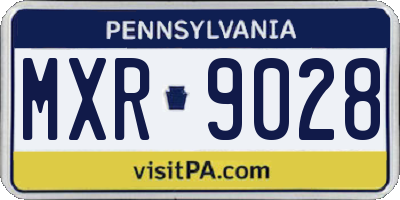 PA license plate MXR9028