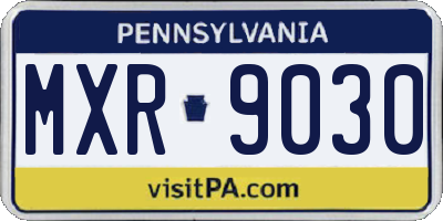 PA license plate MXR9030