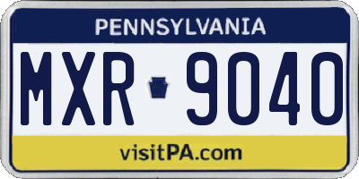 PA license plate MXR9040