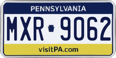 PA license plate MXR9062