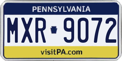 PA license plate MXR9072