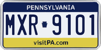 PA license plate MXR9101