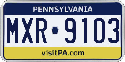 PA license plate MXR9103