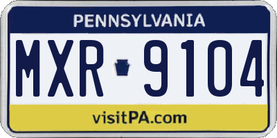 PA license plate MXR9104