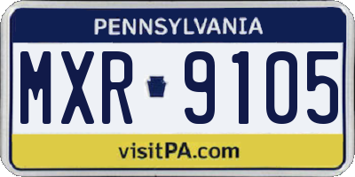 PA license plate MXR9105