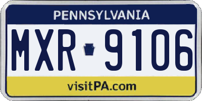 PA license plate MXR9106