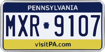 PA license plate MXR9107