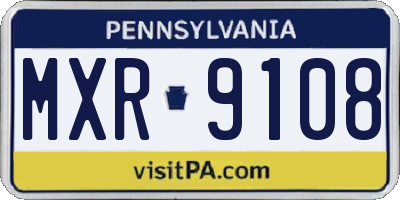 PA license plate MXR9108