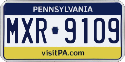 PA license plate MXR9109