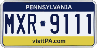 PA license plate MXR9111