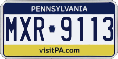 PA license plate MXR9113