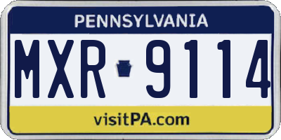 PA license plate MXR9114