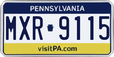 PA license plate MXR9115