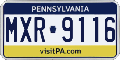 PA license plate MXR9116