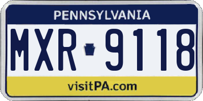 PA license plate MXR9118