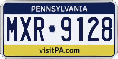 PA license plate MXR9128