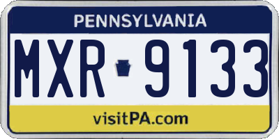 PA license plate MXR9133