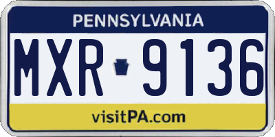 PA license plate MXR9136