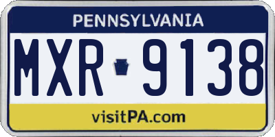 PA license plate MXR9138