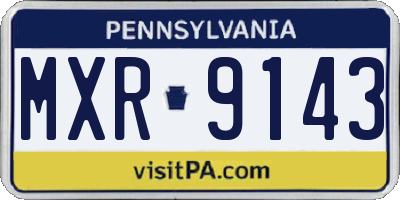 PA license plate MXR9143