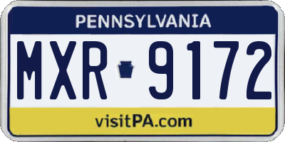 PA license plate MXR9172