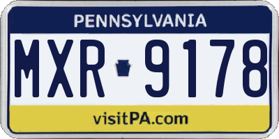 PA license plate MXR9178