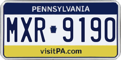 PA license plate MXR9190