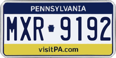 PA license plate MXR9192