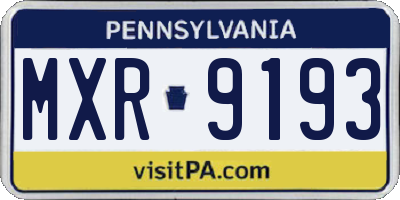 PA license plate MXR9193