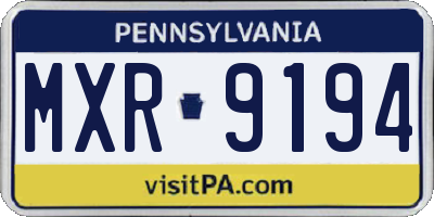 PA license plate MXR9194