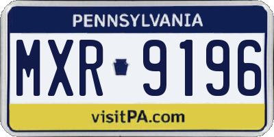 PA license plate MXR9196