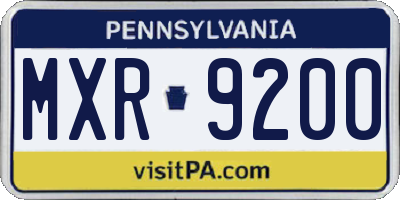 PA license plate MXR9200
