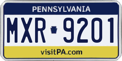 PA license plate MXR9201