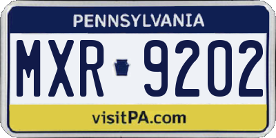 PA license plate MXR9202