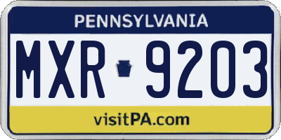 PA license plate MXR9203