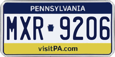 PA license plate MXR9206